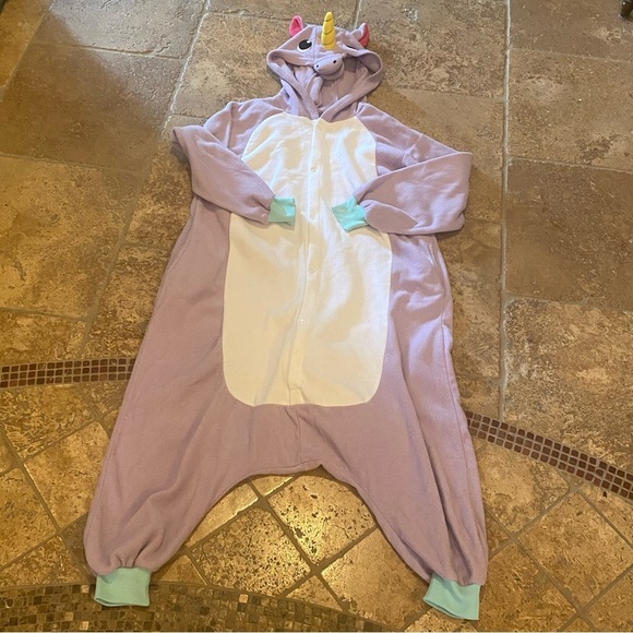 NEWCOSPLAY Purple Mint Green Unicorn Onesie with Hood Size Small - Picture 1 of 6